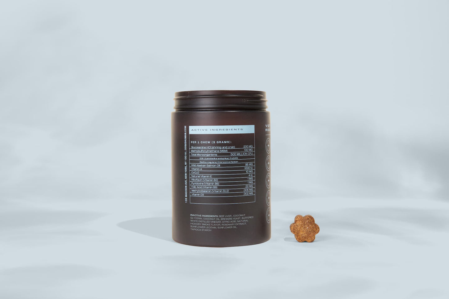 Alternate view of the jar showcasing the nutrition facts and ingredient lists.