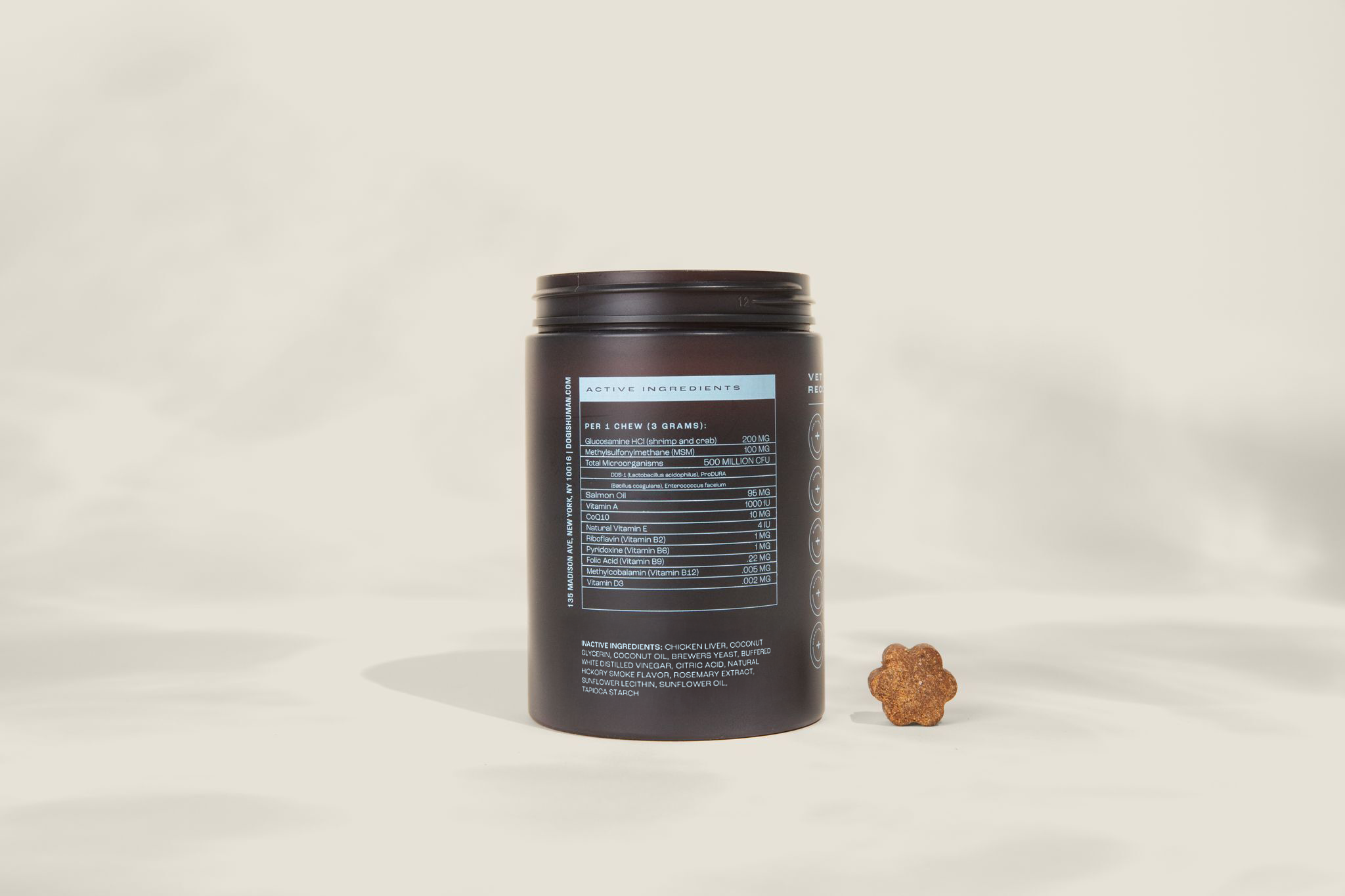 Alternate view of the jar showcasing the nutrition facts and ingredient lists.